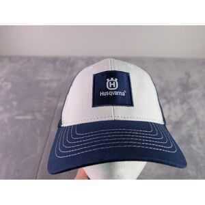 Husqvarna Construction Trucker Hat Navy Blue White Mesh Snapback Cap